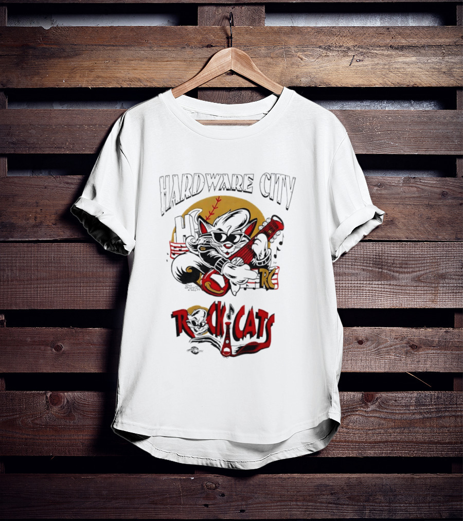 Hardware City Rock Cats Cool Guitar Playing Cat T-Shirt