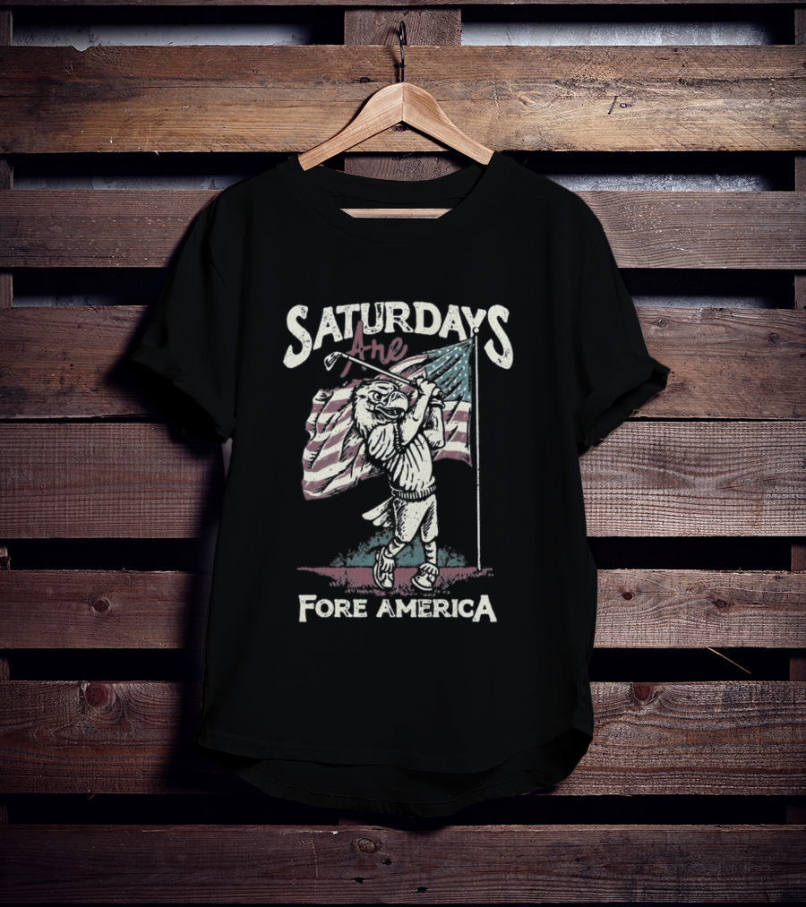 Saturdays Are Fore America Patriotic Golf With American Flag T-Shirt