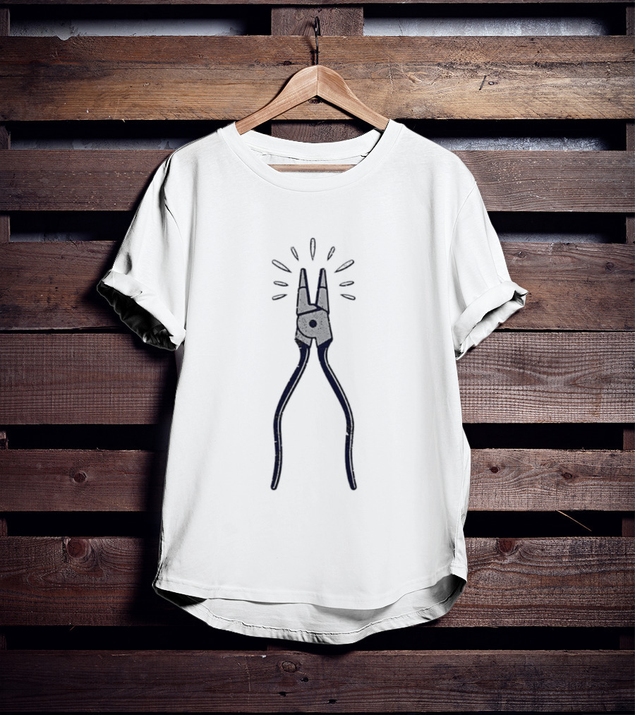 Pliers Mechanic Electrician Plumber Construction Worker DIY Handy Tool Drawing T-Shirt