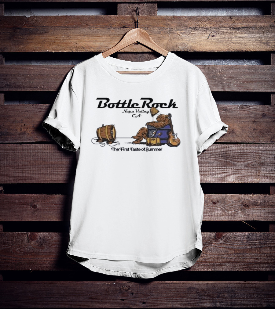 BottleRock Napa Valley 2026 Lineup Bear Relaxing With Guitar And Keg T-Shirt