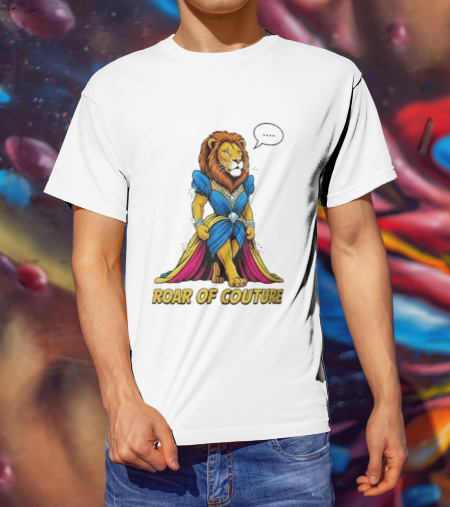 Roar Of Couture Elegant Lion In Royal Blue Gown T-Shirt