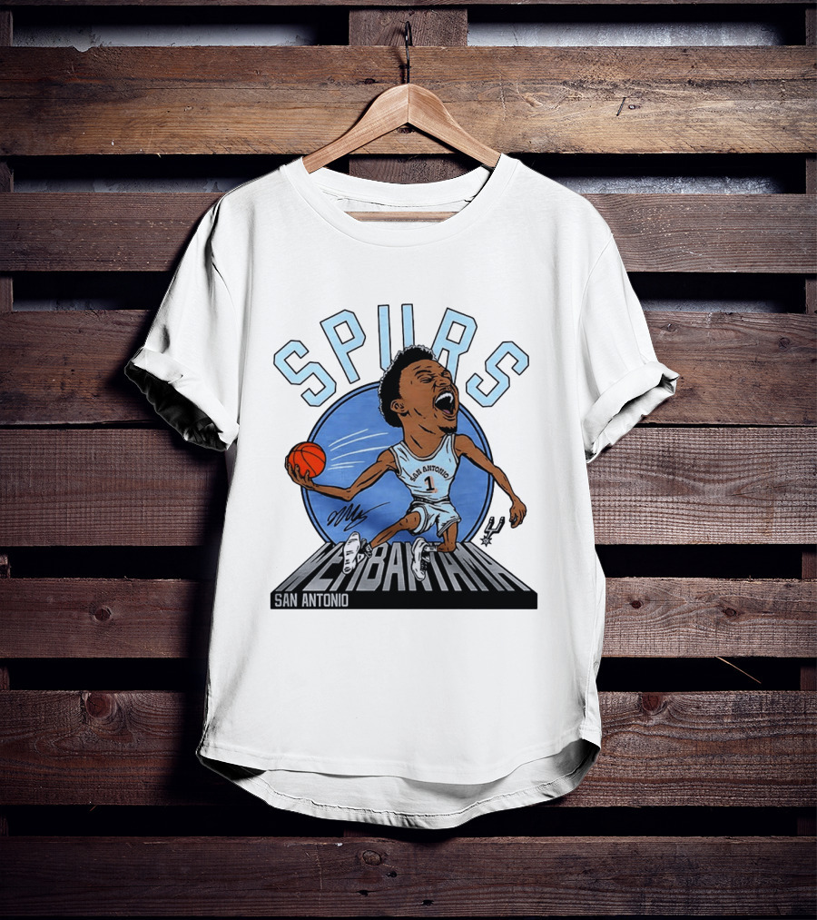Spurs San Antonio Keldon Johnson Caricature Wembanyama 2026 NBA Basketball T-Shirt