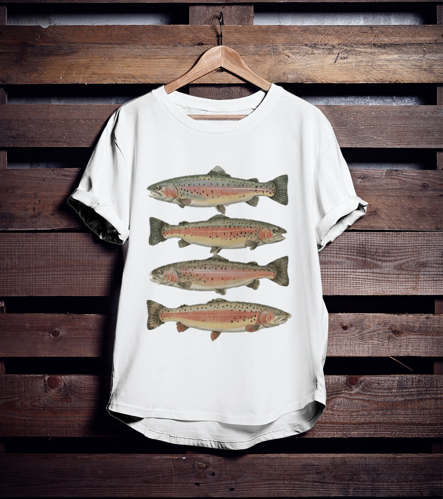 Rainbow Trout River Beauty Fish Stack Vibrant Nature Scene T-Shirt