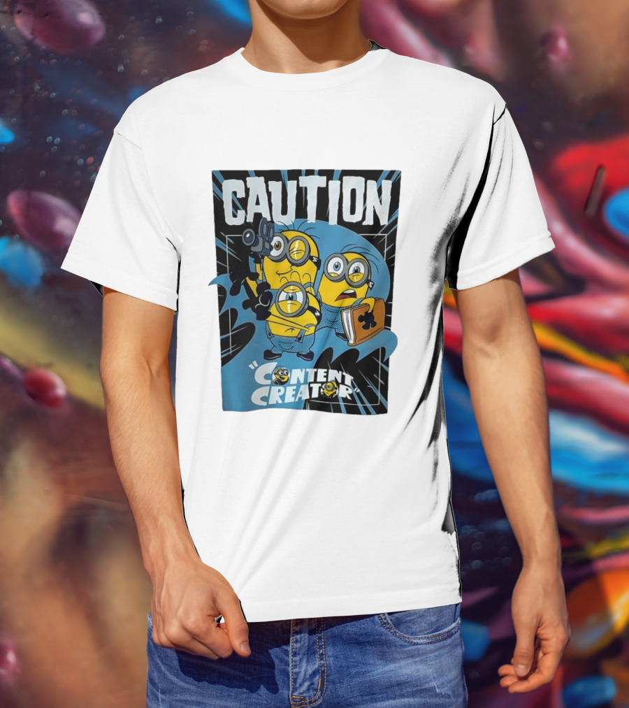 Caution Minions Content Creator Fun T-Shirt