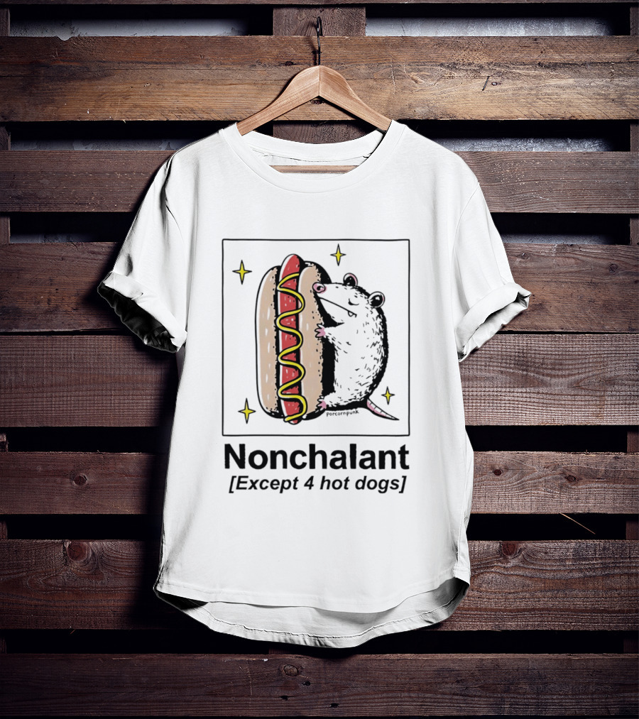 Mouse Hugging Hot Dog Nonchalant Except 4 Hot Dogs T-Shirt