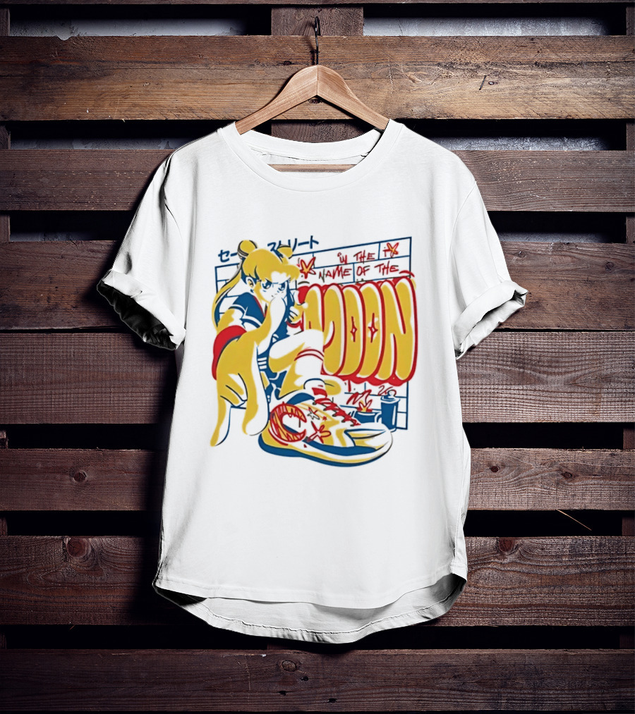 Sailor Moon Urban Scout In The Name Of The Moon Graffiti Style Sneakers T-Shirt