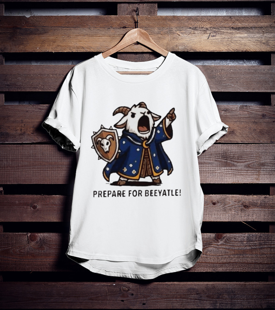 Wizard Goat Prepare For Beeyatle Fantasy Battle Mage Cloak Shield T-Shirt