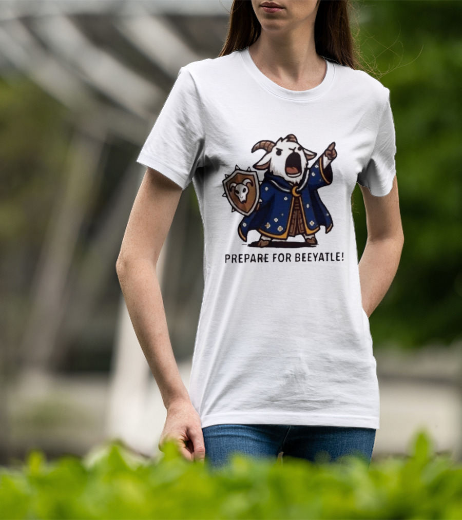 Wizard Goat Prepare For Beeyatle Fantasy Battle Mage Cloak Shield T-Shirt