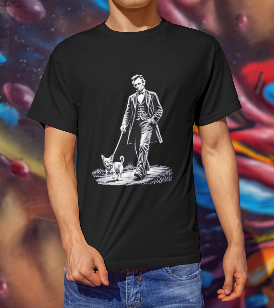 Abraham Lincoln Walking Chihuahua For USA 250th Anniversary Celebration T-Shirt