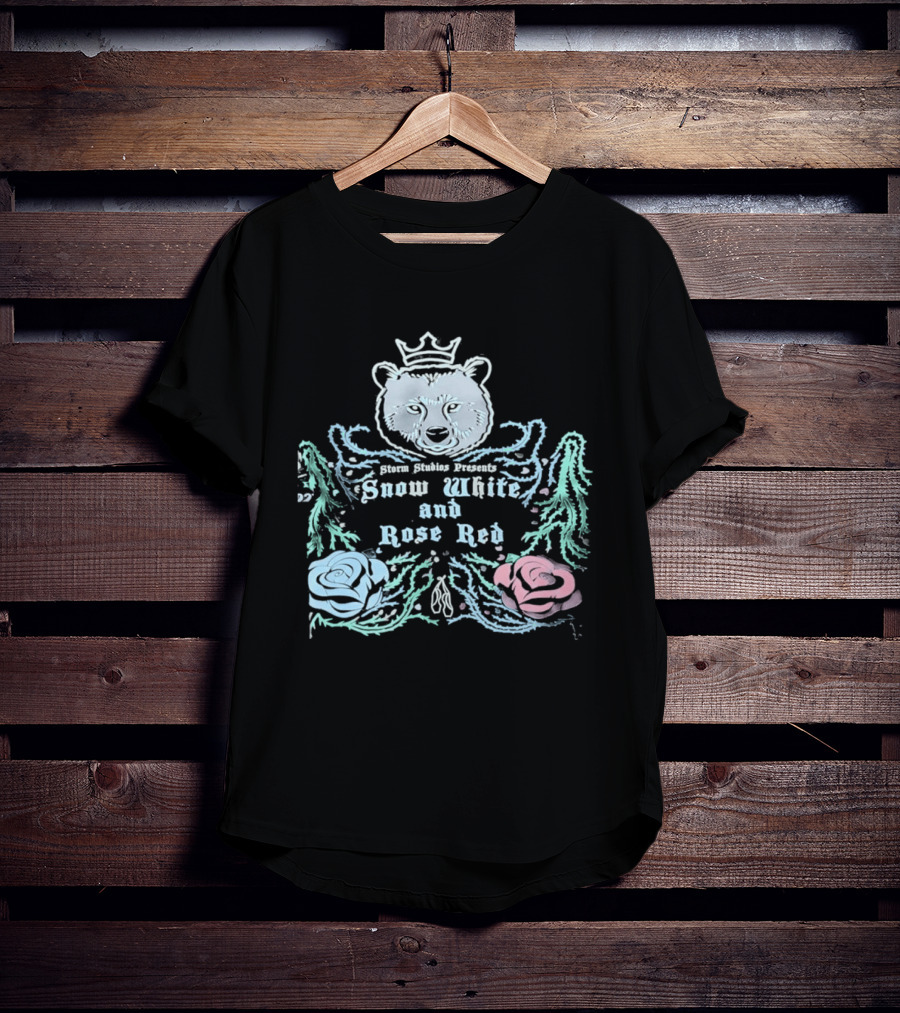 Storm Studios Presents Snow White And Rose Red Bear Crown Roses T-Shirt