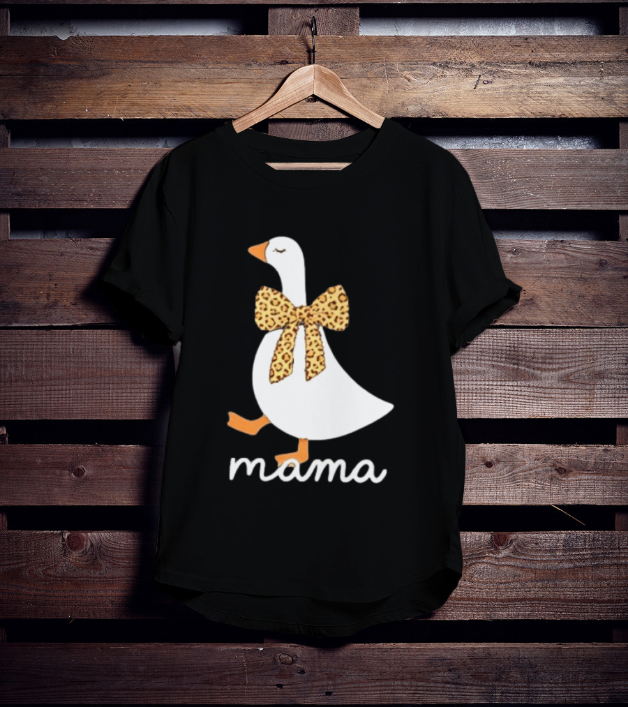 Leopard Bow Goose Mama Cute Animal Print T-Shirt