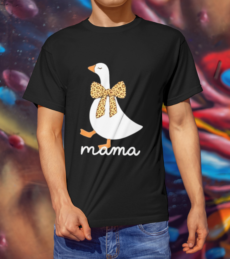 Leopard Bow Goose Mama Cute Animal Print T-Shirt