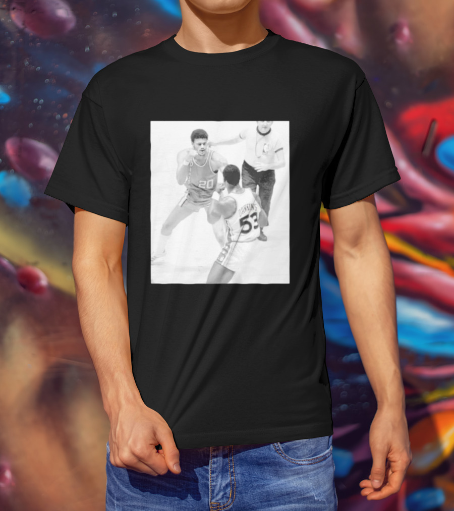 NBA Vintage Showdown Maurice Lucas Vs Darryl Dawkins Black White 20 53 T-Shirt