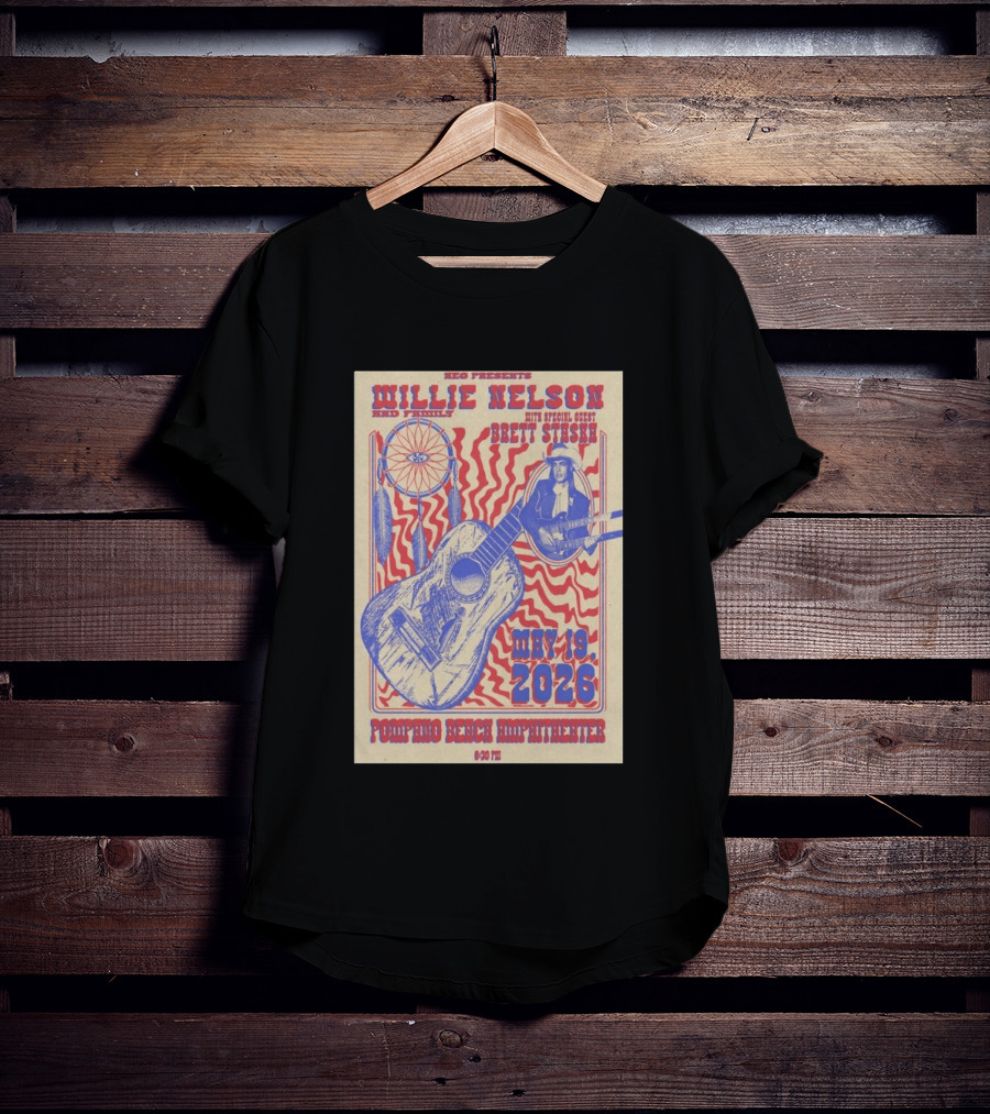 Willie Nelson Brett Stiesch Pompano Beach Amphitheater May 19 2026 T-Shirt