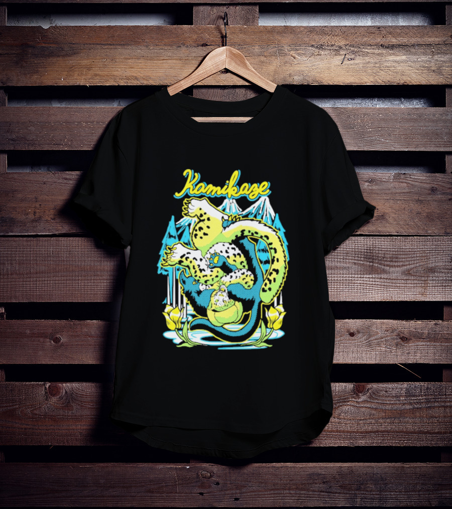 Kamikaze Dragon With Mountain And Lotus T-Shirt