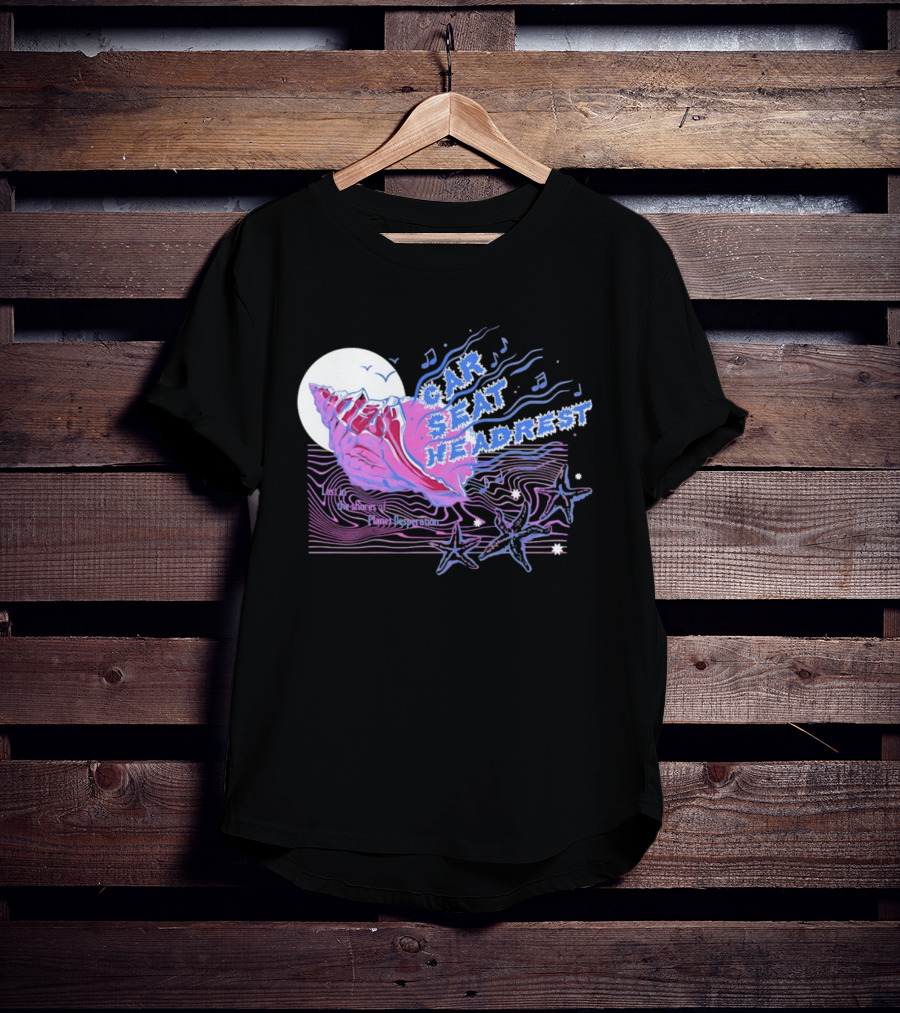 Seashell Car Seat Headrest Lost On The Shores Of Planet Desperation 2026 Moon And Stars Ocean Vibes T-Shirt