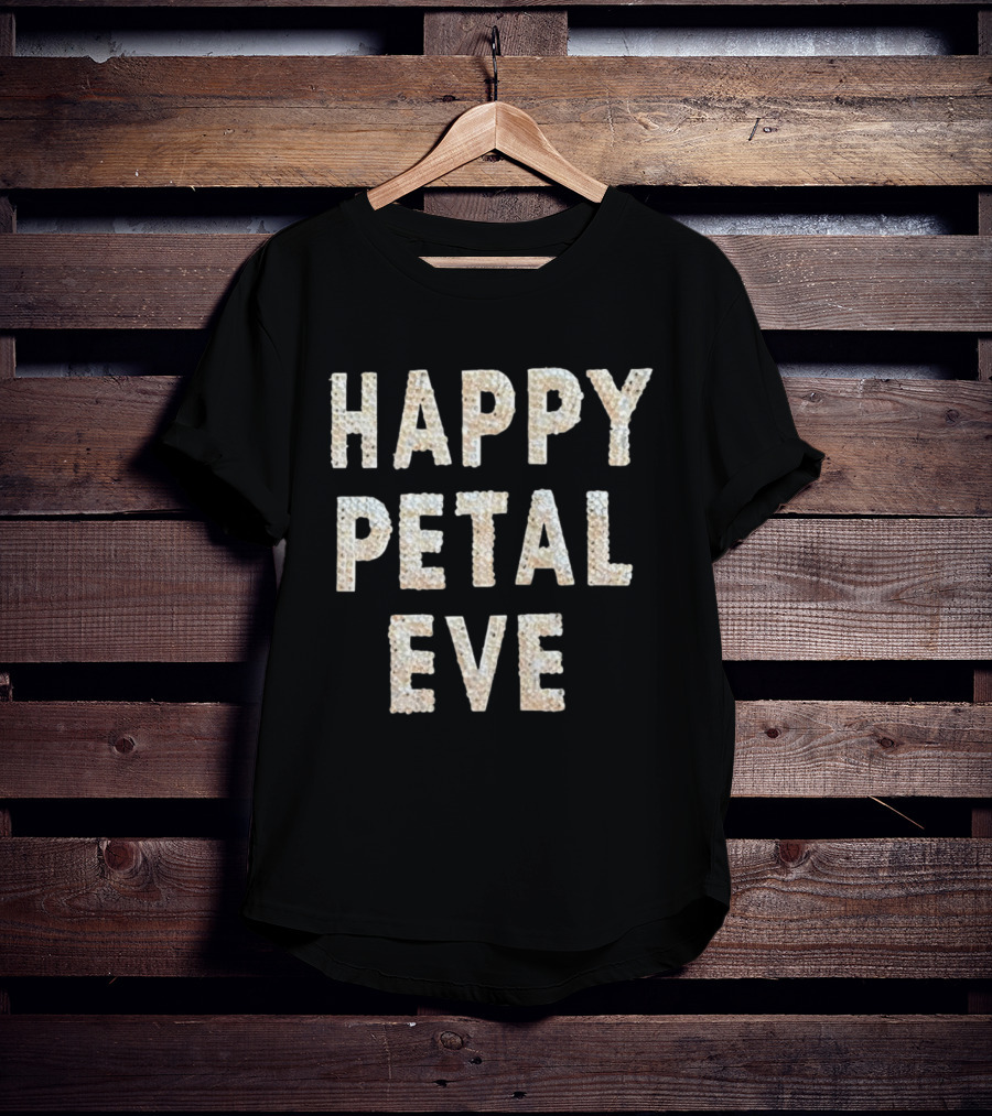 HAPPY PETAL EVE Rhinestone Lettering T-Shirt