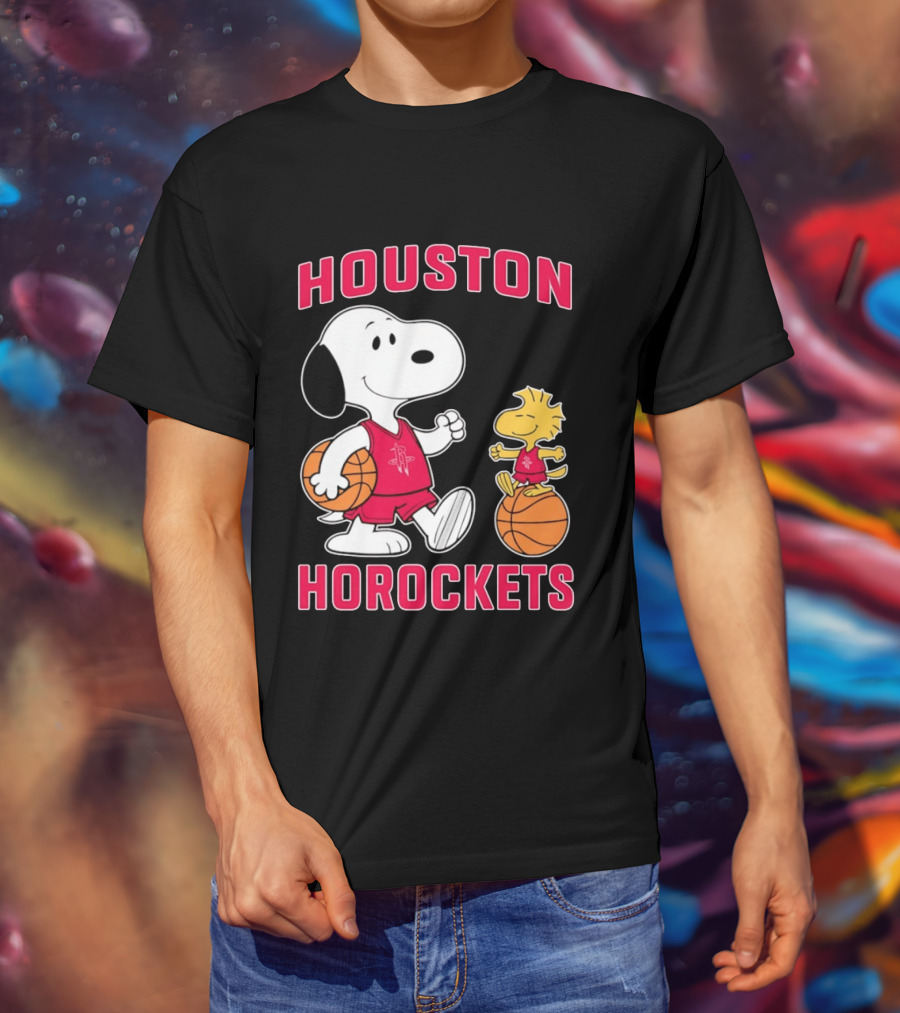 Snoopy Woodstock Houston Rockets Basketball Team T-Shirt