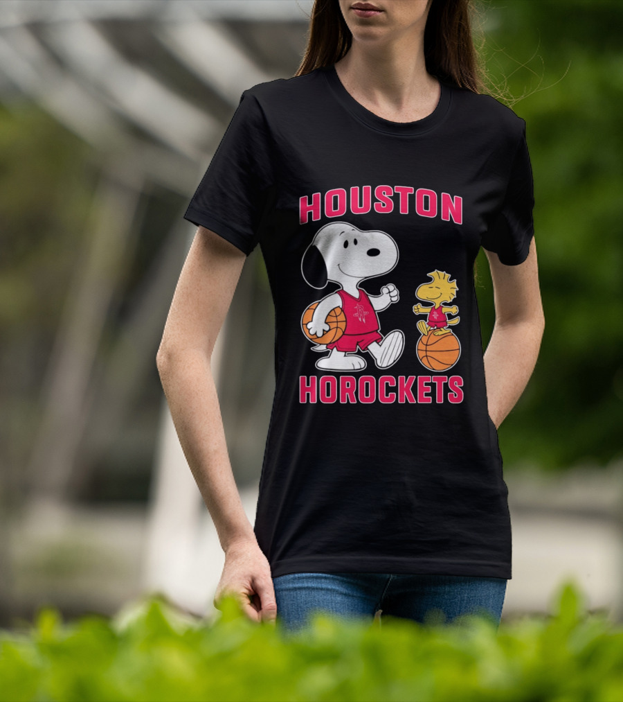 Snoopy Woodstock Houston Rockets Basketball Team T-Shirt