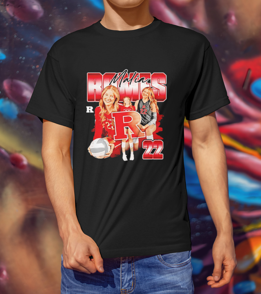 Malia Romes 22 NCAA Women's Volleyball Rutgers Team T-Shirt