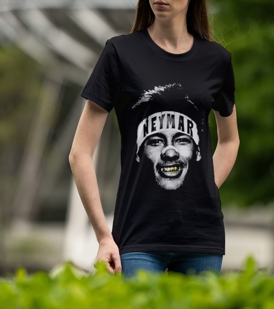 Neymar Headband Gold Grill Black And White T-Shirt