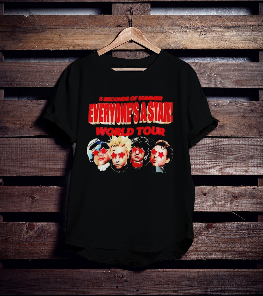 5 Seconds Of Summer Everyone's A Star World Tour Red Star Faces T-Shirt