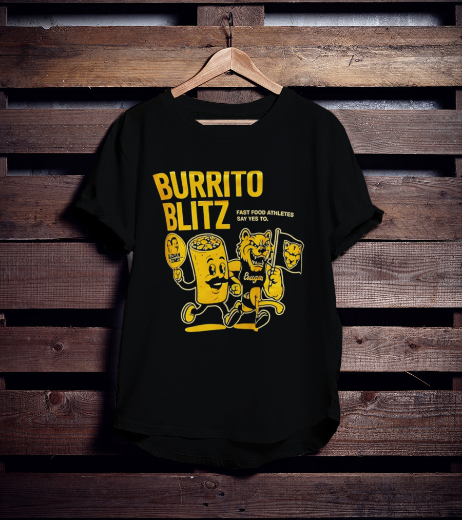 Burrito Blitz Fast Food Athletes Say Yes To Playful Mascot Race T-Shirt