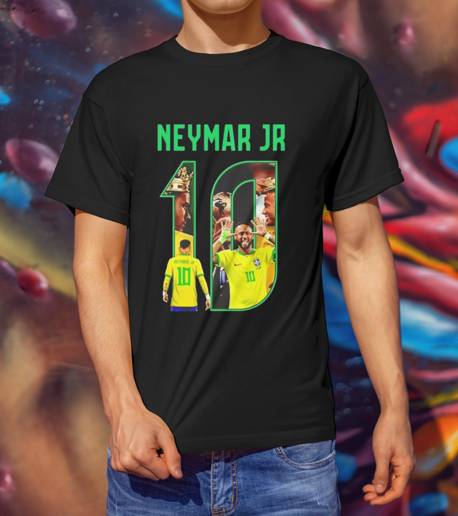 Neymar Jr 10 Brazil Soccer Iconic Celebration Images T-Shirt