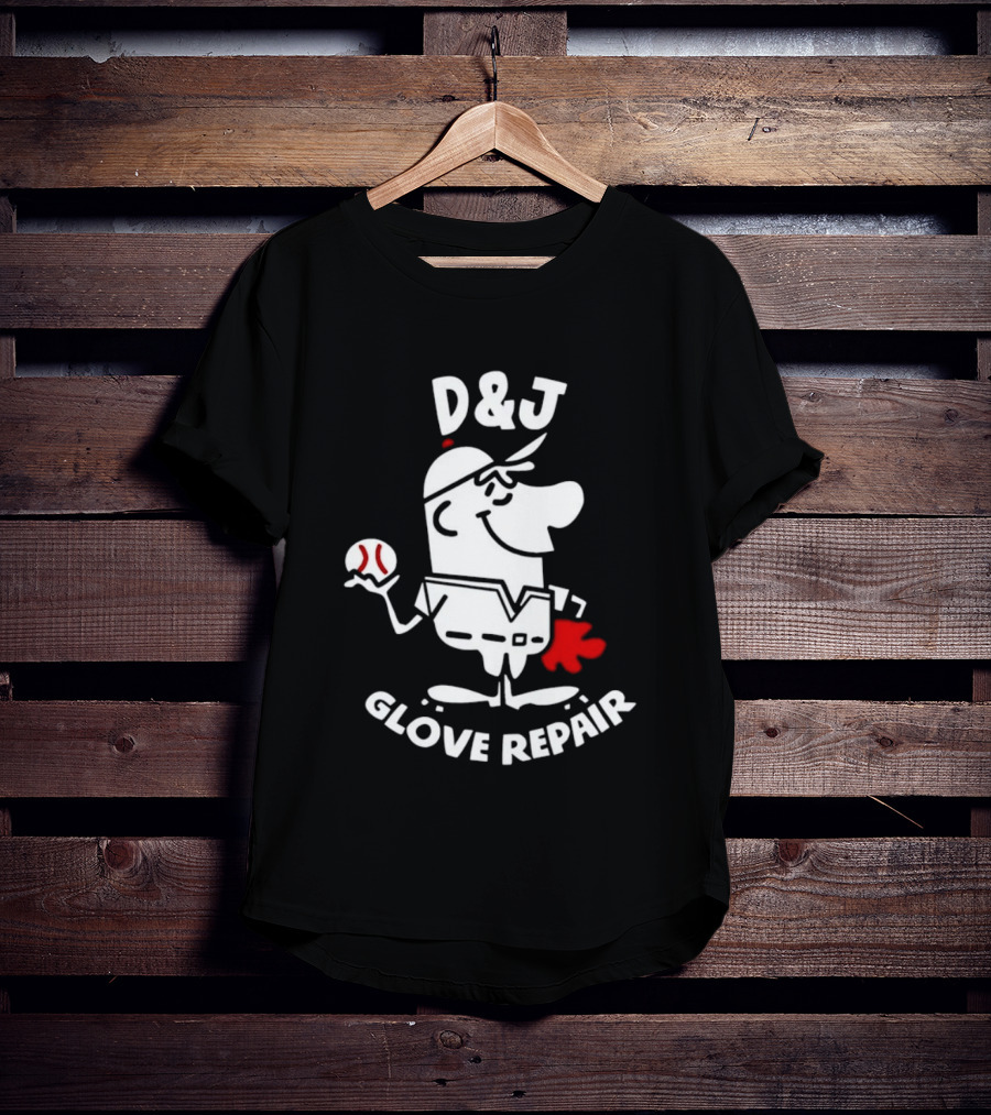 D And J Glove Repair Baseball Cartoon T-Shirt