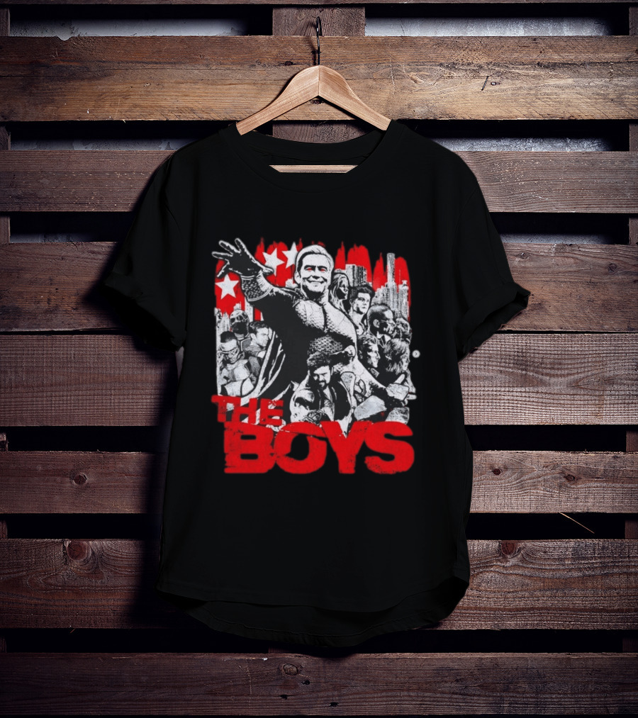 The Boys Homelander Ensemble Distressed Stars And Cityscape T-Shirt
