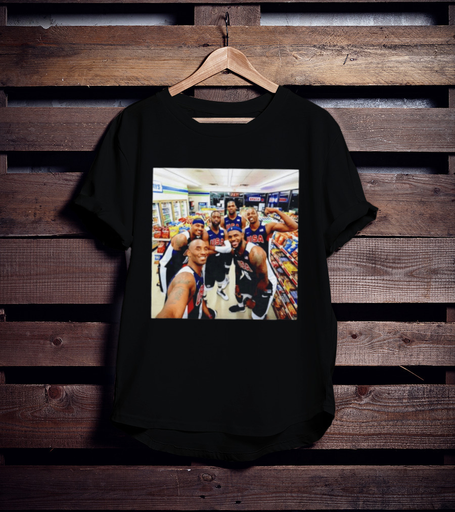 USA Legend Basketball Kobe Bryant LeBron James Dwight Howard Selfie Meme 7 Eleven USA Jersey Team Players T-Shirt