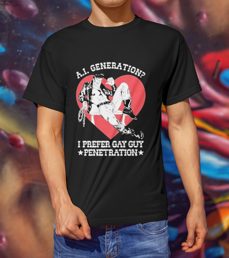 A.I. Generation I Prefer Gay Guy Penetration Heart T-Shirt