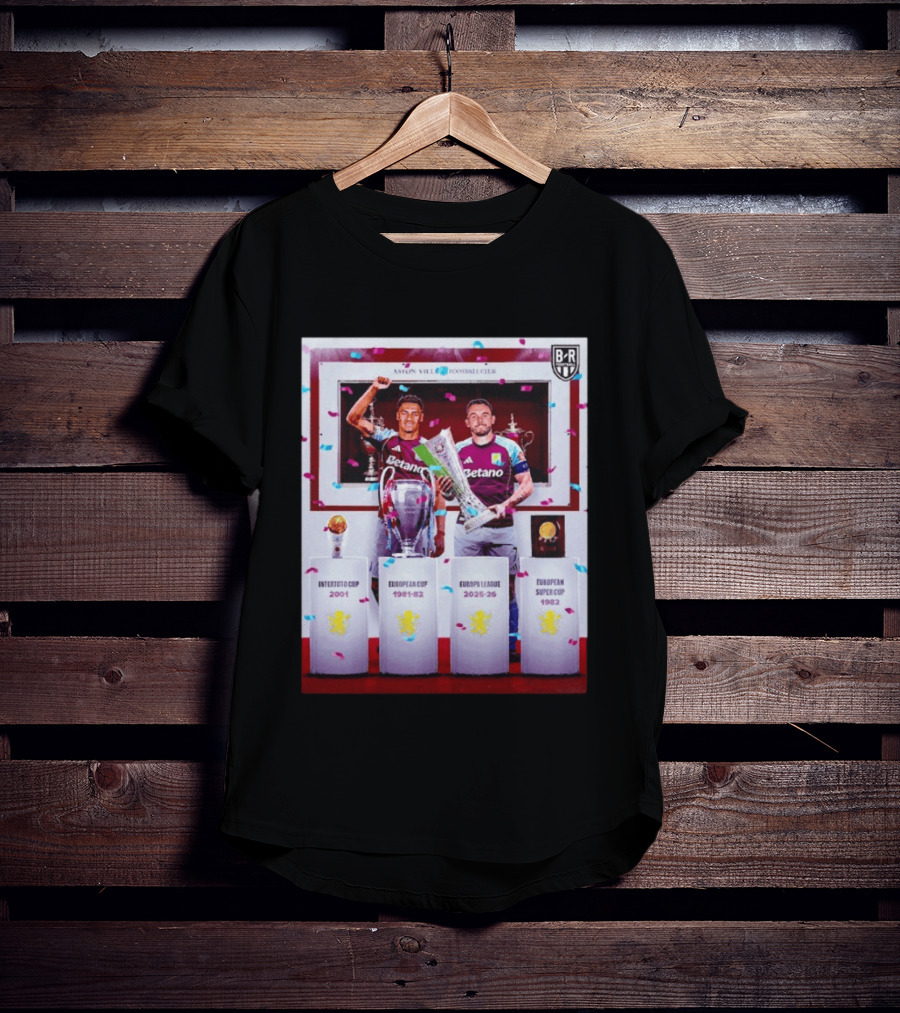 Aston Villa Football Club Europa League 2025 26 European Cup Winners T-Shirt