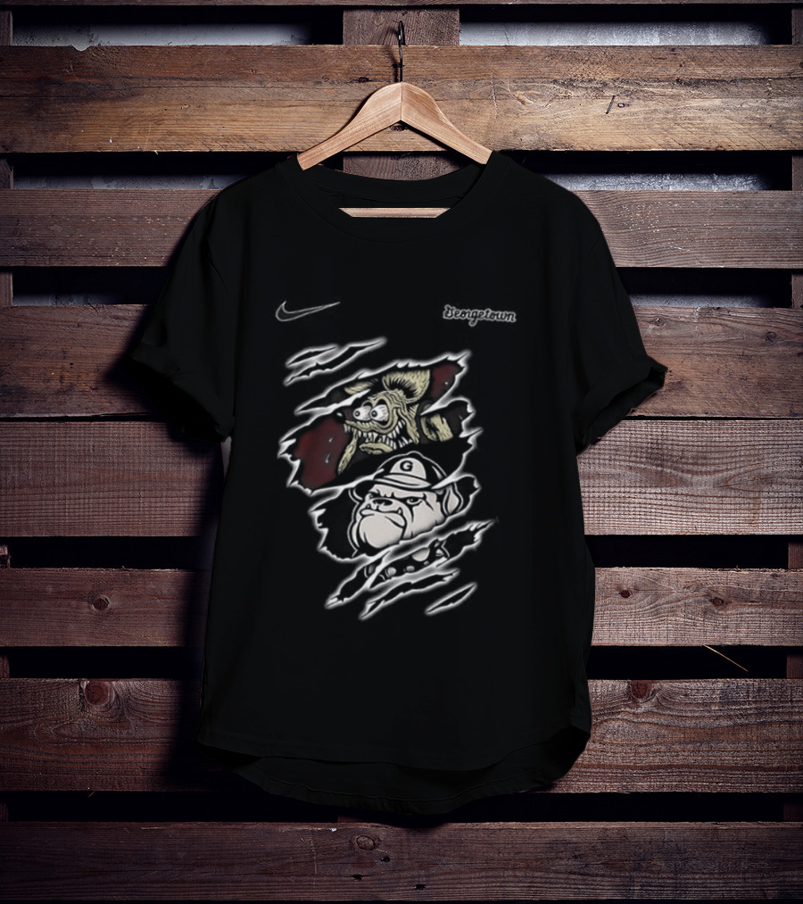 Rat Fink Hoyas Built Not To Bow Georgetown NCAA 2 Sided T-Shirt