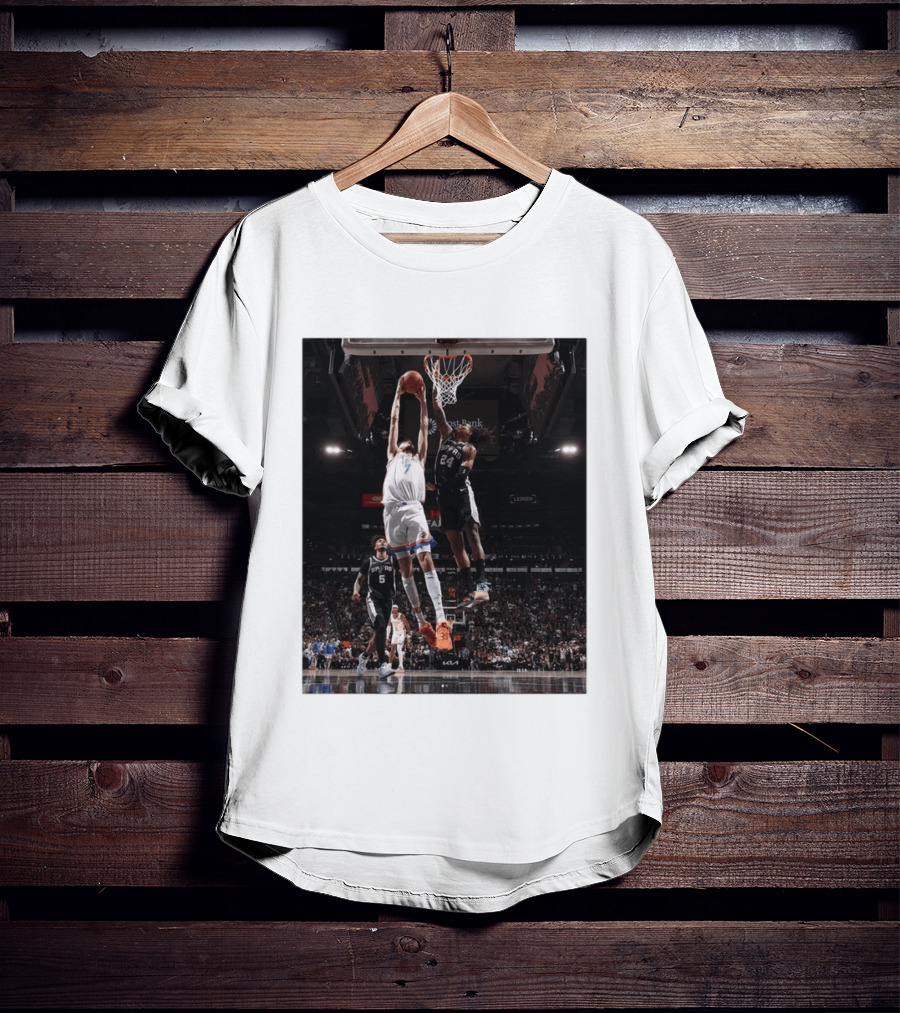 Spurs Devin Vassell Blocks Thunder Chet Holmgren NBA Basketball Moment T-Shirt