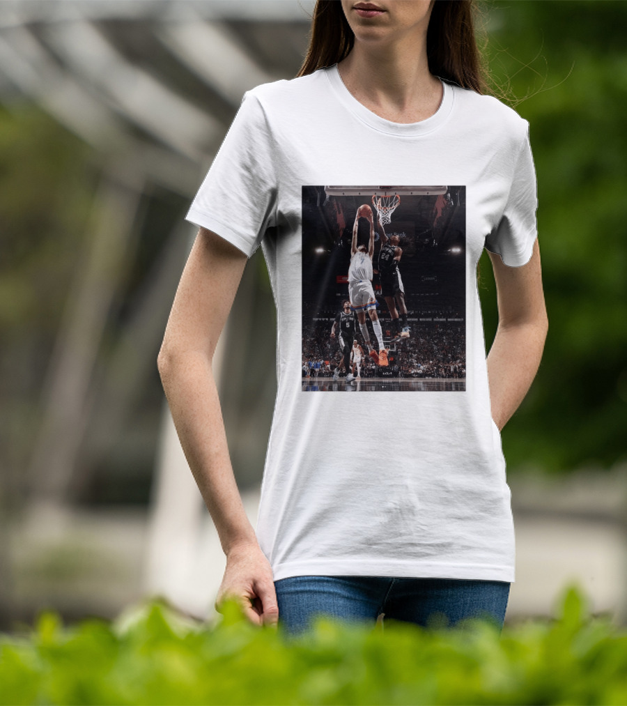 Spurs Devin Vassell Blocks Thunder Chet Holmgren NBA Basketball Moment T-Shirt
