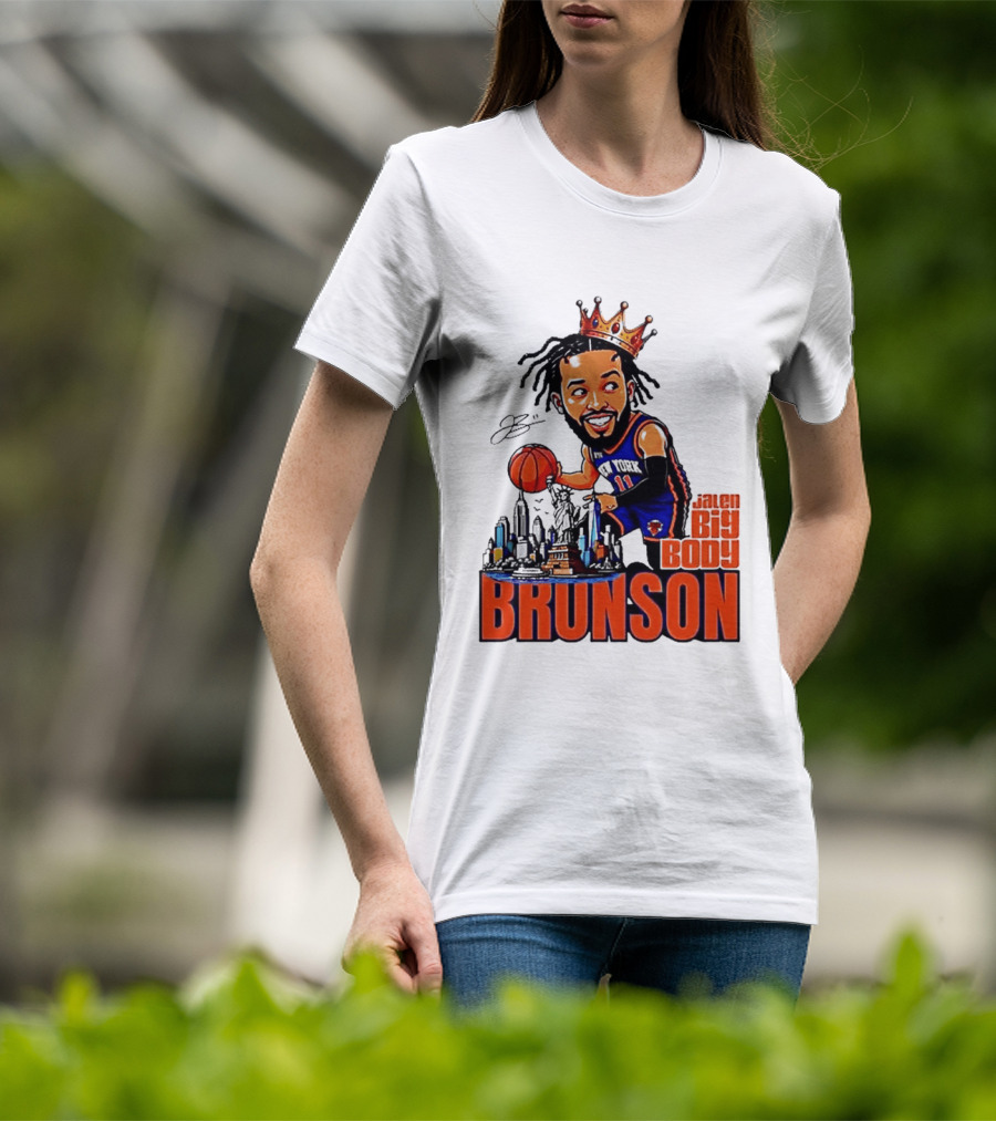 Jalen Brunson New York Knicks Big Body King 2026 Basketball Star With Crown And Skyline T-Shirt