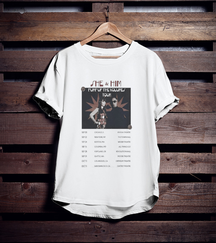 She & Him Pump Up The Volumes Tour 2026 Dates And Locations T-Shirt