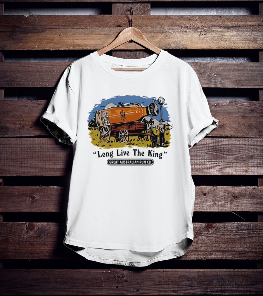 Long Live The King Great Australian Rum Co Vintage Wagon Scene T-Shirt