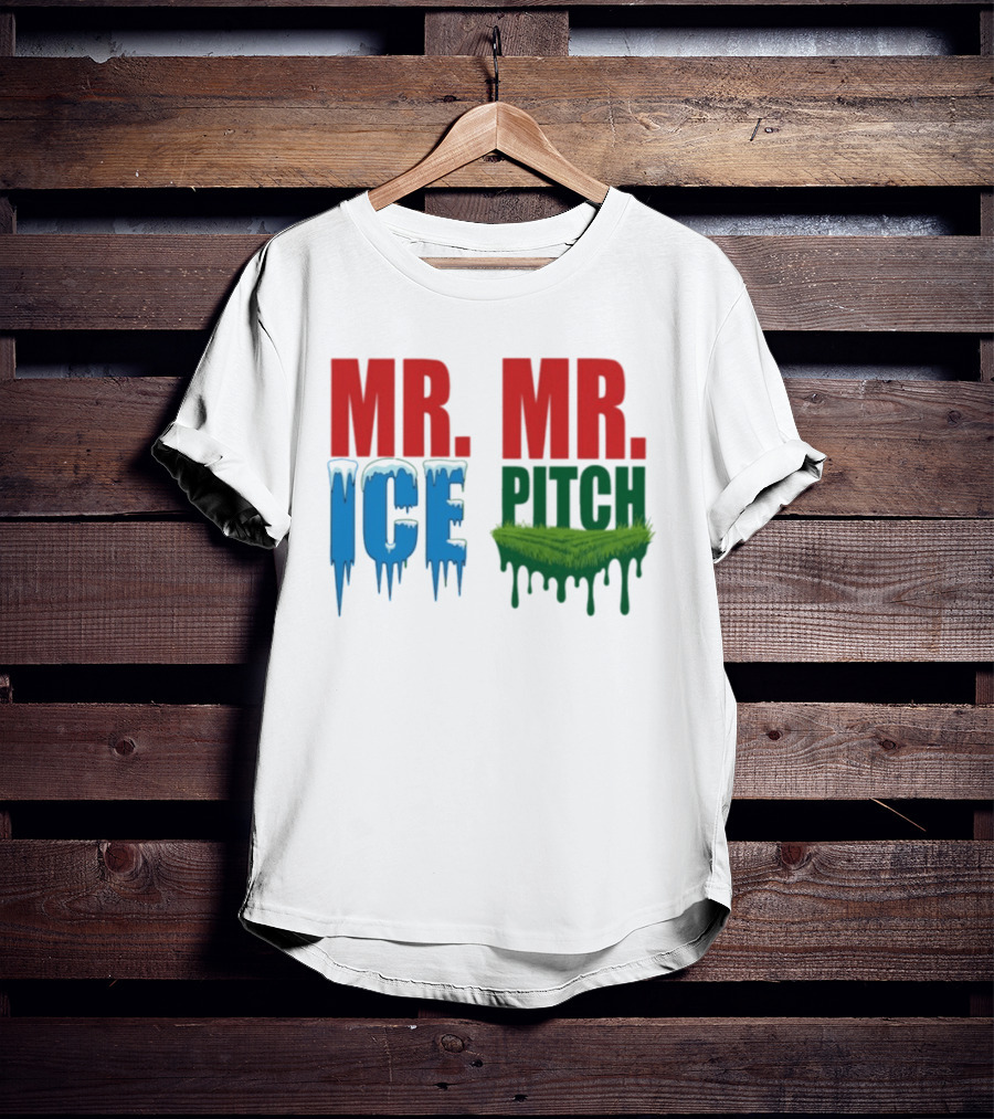MR ICE MR PITCH Frosty Letters Green Grass Drips T-Shirt