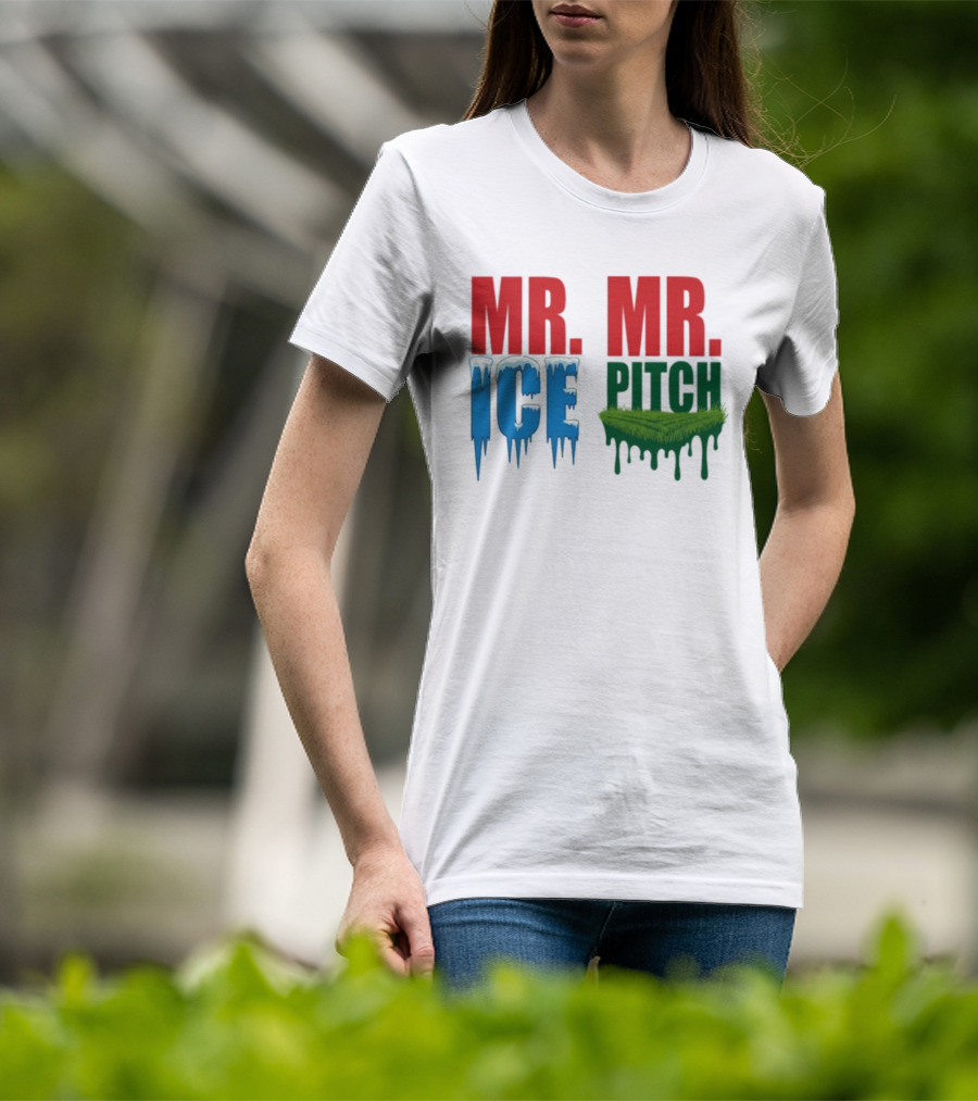 MR ICE MR PITCH Frosty Letters Green Grass Drips T-Shirt