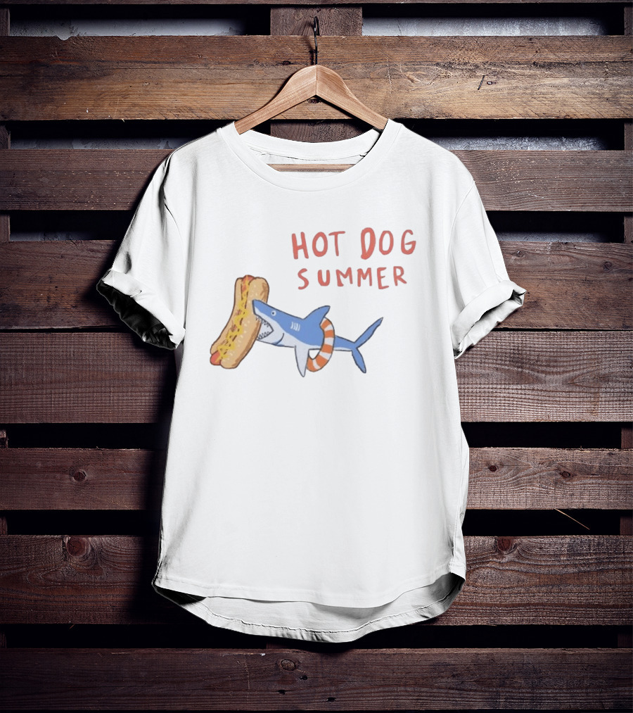 Hot Dog Summer Shark With Life Preserver And Snack T-Shirt