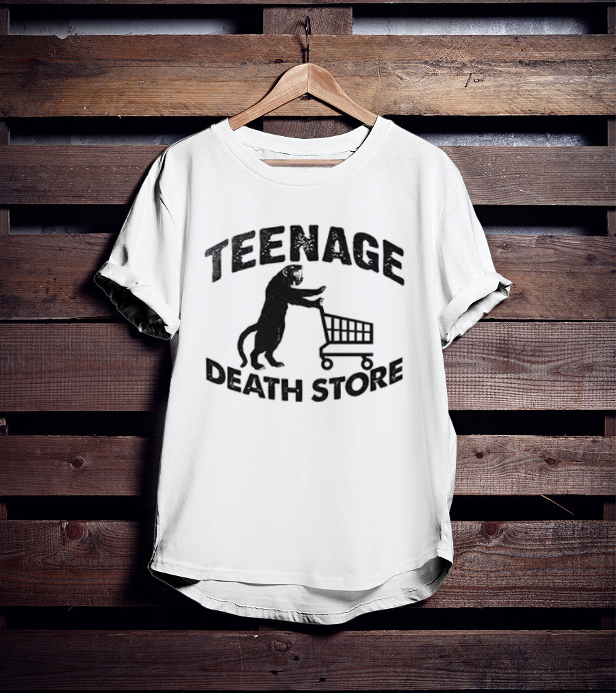 Teenage Death Store Bear Pushing Shopping Cart T-Shirt