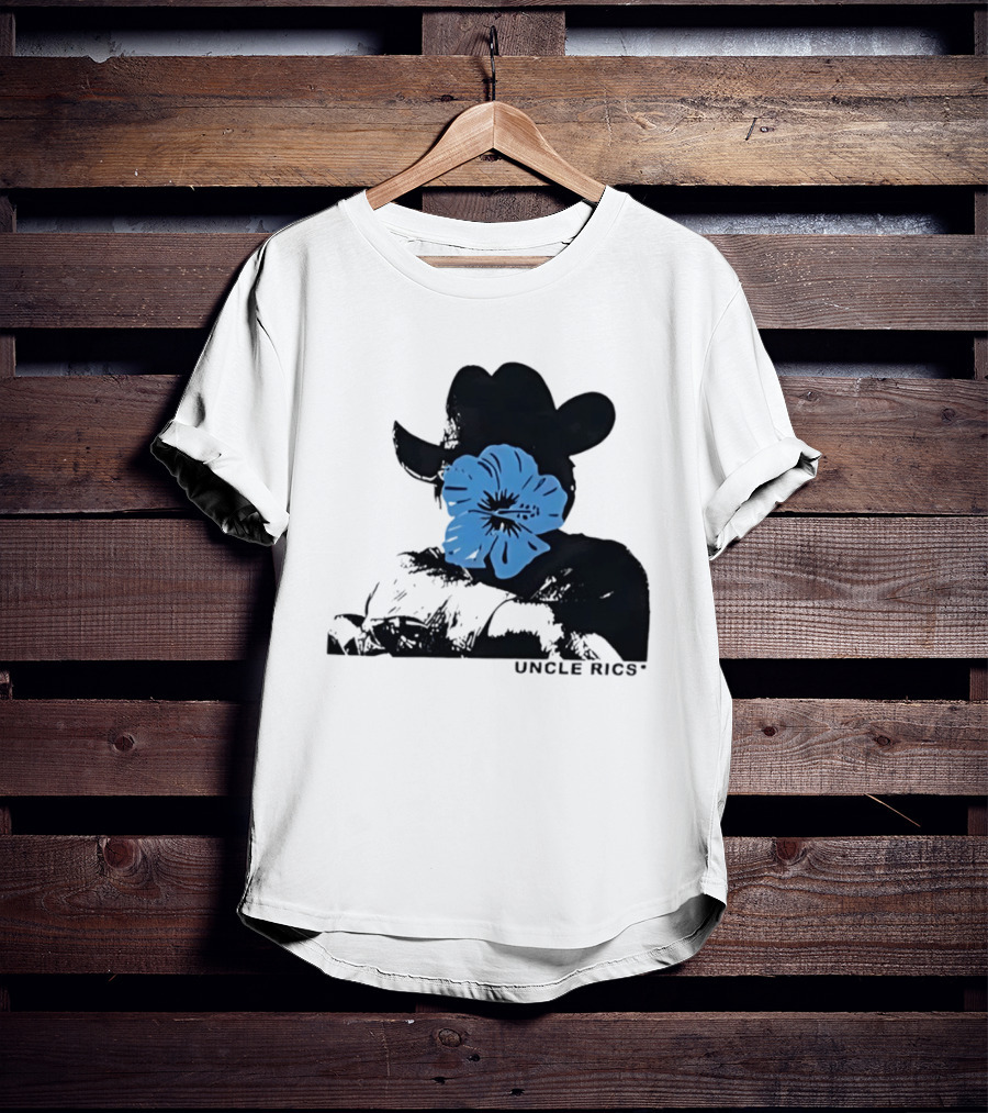 Andy Warhol Uncle Rics Blue Flower Cowboy Hat T-Shirt
