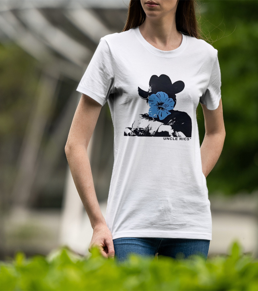 Andy Warhol Uncle Rics Blue Flower Cowboy Hat T-Shirt