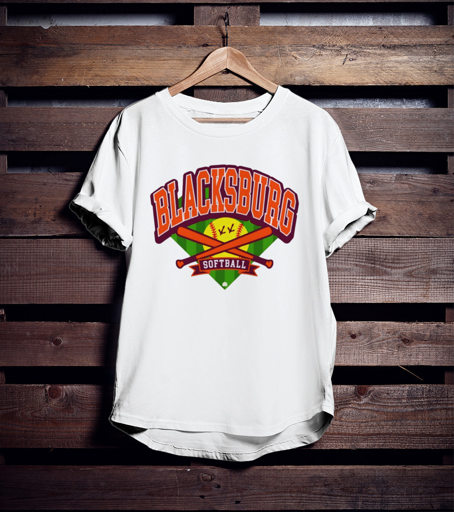 Blacksburg Softball Team Virginia Club Baseball Bat Crossed T-Shirt