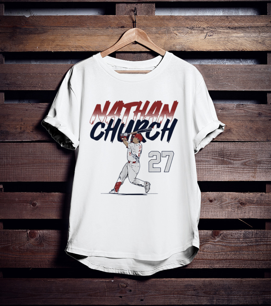 Nathan Church 27 St. Louis Baseball Slugger Swing T-Shirt