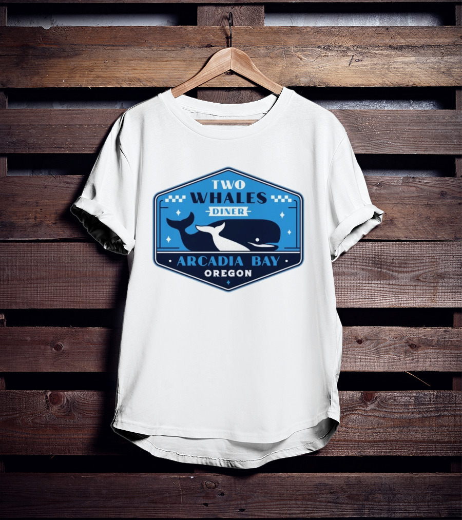Two Whales Diner Arcadia Bay Oregon Crest T-Shirt