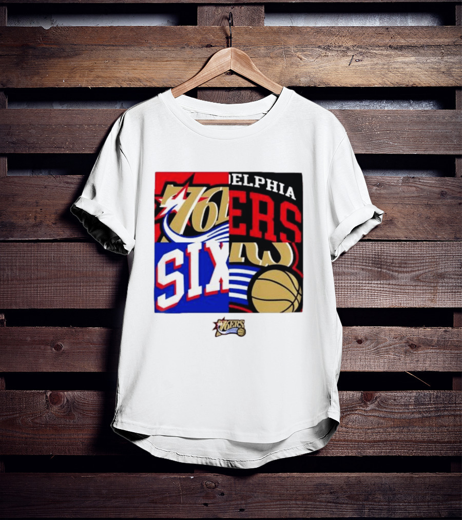 Philadelphia 76ers Vintage Block Logo Compilation NBA Basketball Fan Merch T-Shirt