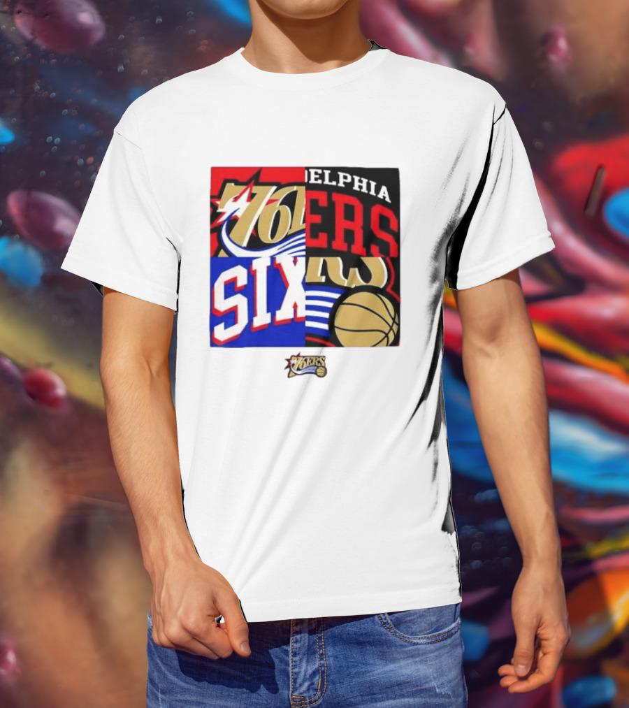 Philadelphia 76ers Vintage Block Logo Compilation NBA Basketball Fan Merch T-Shirt